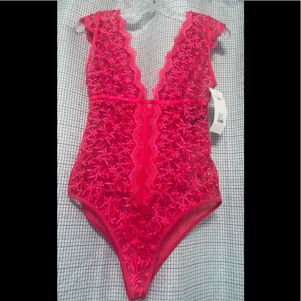 NWT POPSI LINGERIE PINK MESH APPLIQUÉ TEDDY MED